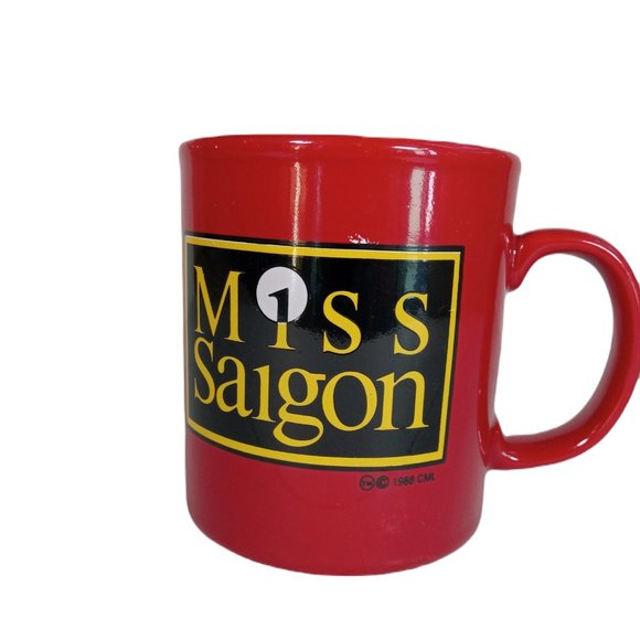 Miss Saigon The Musical Broadway Souvenir Coffee Mug 1988 Red Black Kilncraft - Picture 1 of 5